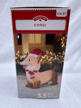Brand New Holiday Time Corgi Inflatable Dog Decoration 3.5 feet